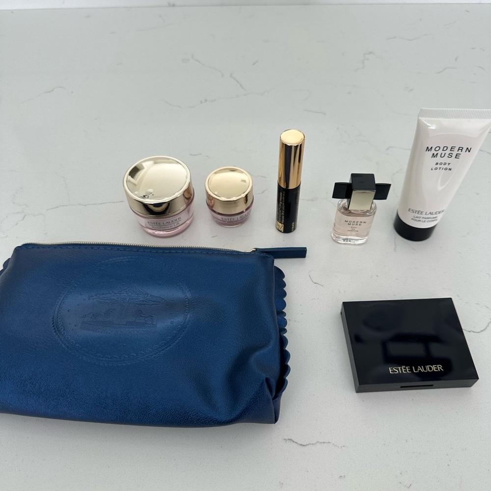Estee Lauder Skincare and Makeup Set with Blue Pouch